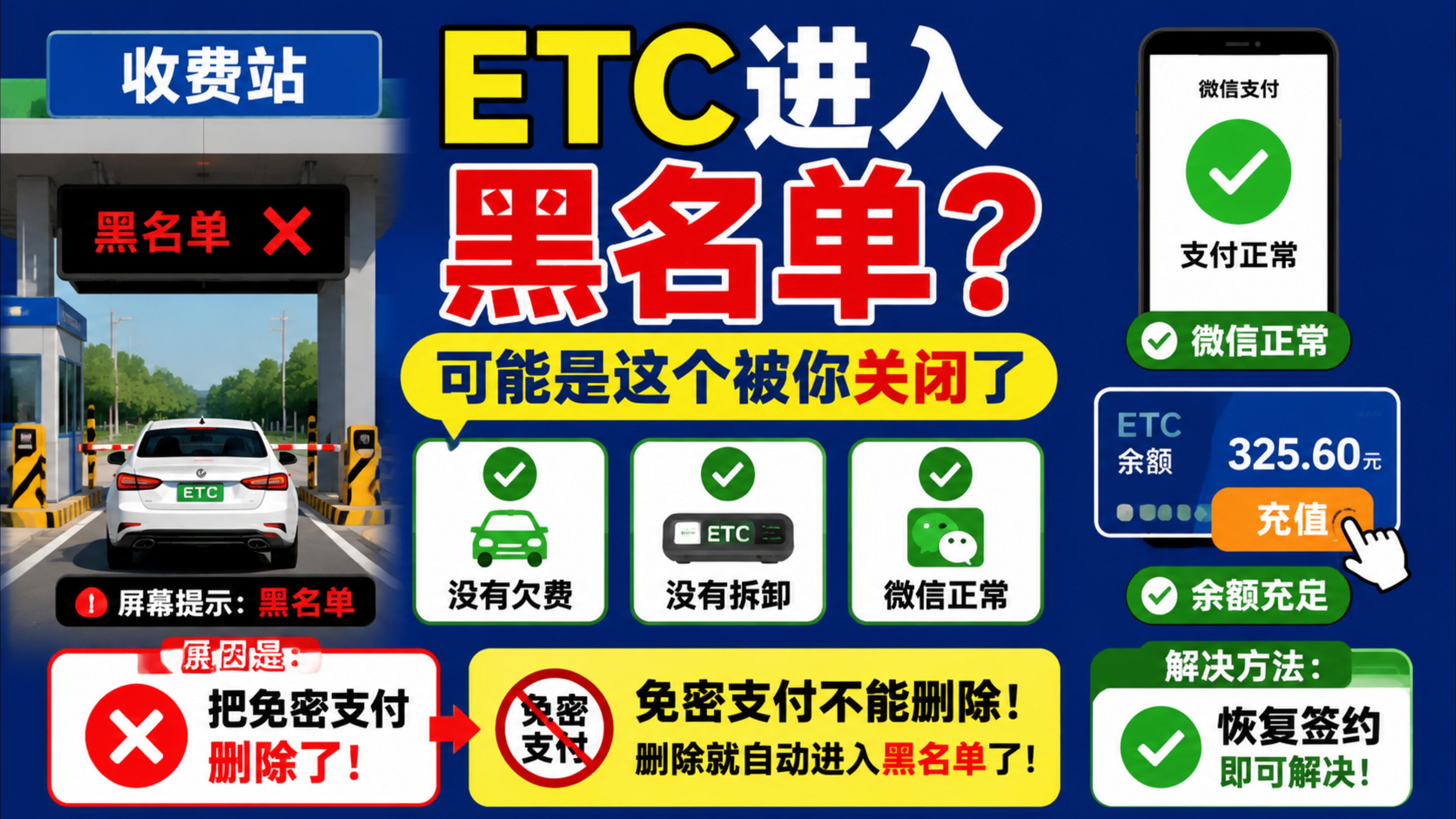 ETC科普君：删除免密支付ETC进入黑名单怎么办重新签约方法