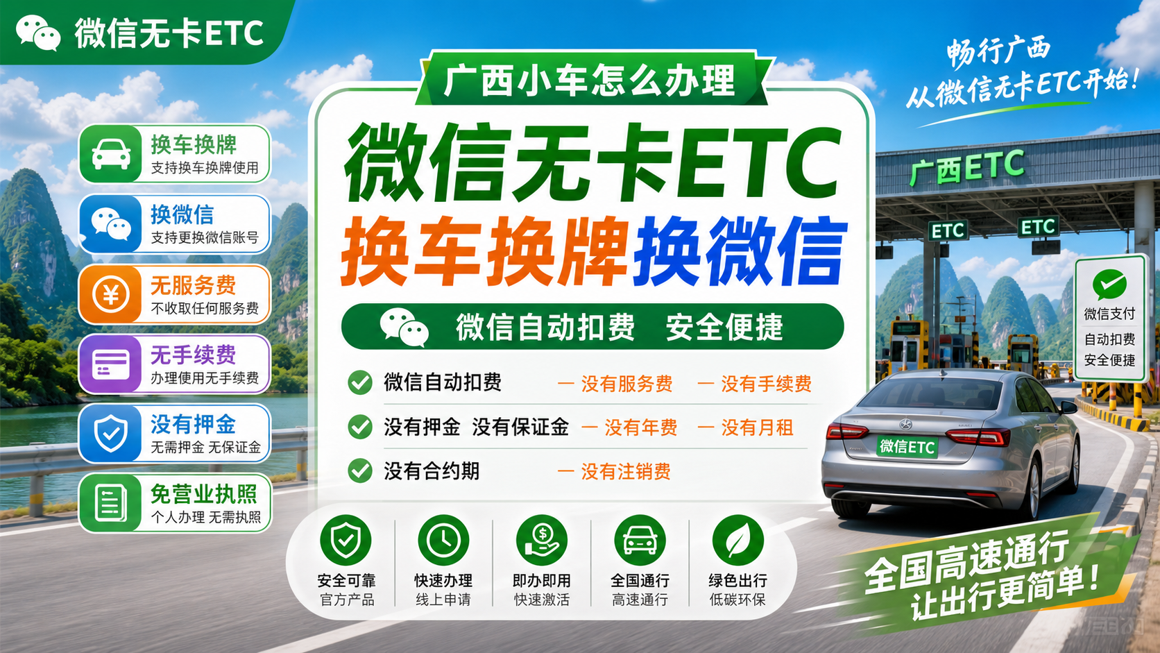 ETC科普君：广西怎么办理微信无卡ETC无押金换车换牌