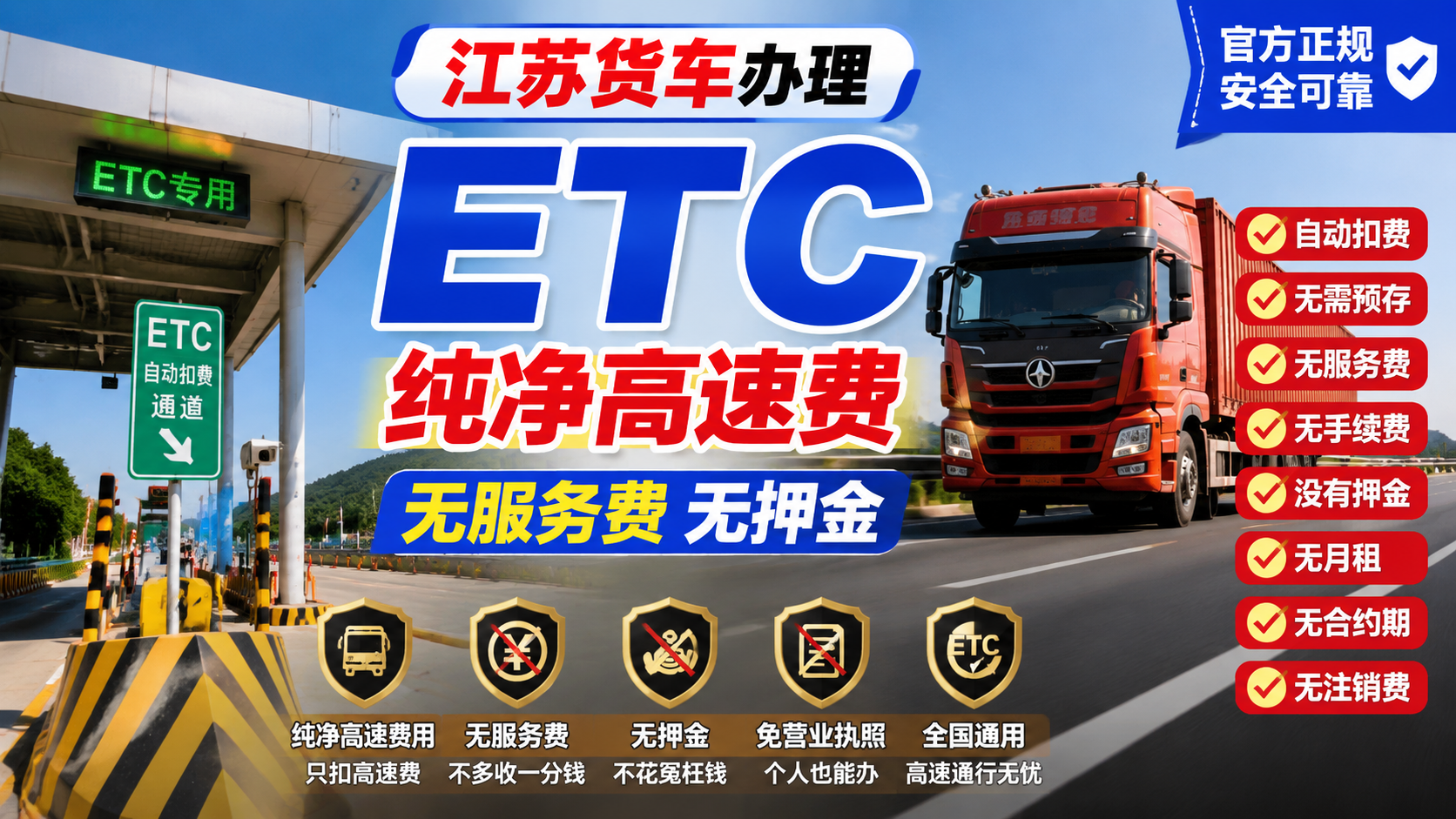 ETC科普君：江苏货车怎么办理买断版货车ETC无服务费无注销费